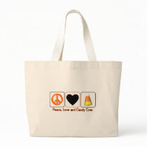 Peace, Love and Candy Corn Tote Bags