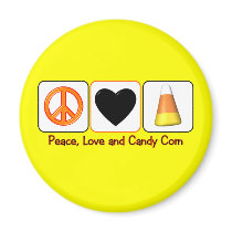 Peace, Love and Candy Corn Refrigerator Magnet