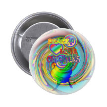 Peace, Love, and Chickens Pinback Button