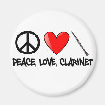 Peace, Love, and Clarinet Fridge Magnet