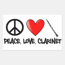 Peace, Love, and Clarinet Rectangular Stickers