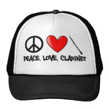 Peace, Love, and Clarinet Trucker Hats