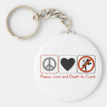 Peace Love and Death to Cupid Keychain