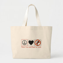 Peace Love and Death to Cupid Tote Bags