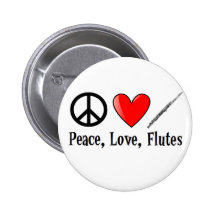 Peace, Love, and Flutes Pinback Button