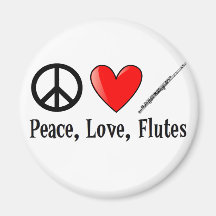 Peace, Love, and Flutes Refrigerator Magnets