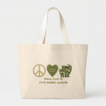 peace love and frill necked lizards bag