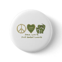 peace love and frill necked lizards buttons