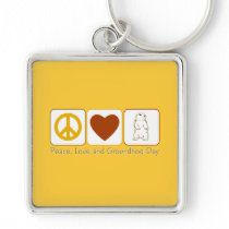 Peace Love and Groundhog Day Keychains