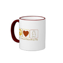 Peace, Love and Groundhog Day Mug