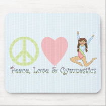 Peace, Love and Gymnastics Brunette Mouse Mat