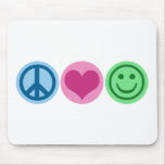 Peace Love and Happiness mousepads
