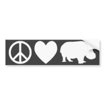 Peace Love and Hippos Bumper Sticker