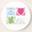 Peace Love and Irish Luck Sandstone Coaster