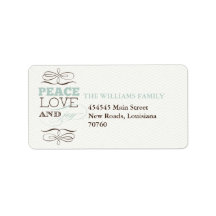 Peace Love and Joy Personalized Address Labels