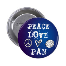 Peace, Love and Pan button