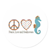 Peace, Love and Seahorses Sticker