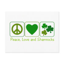 Peace, Love and Shamrocks Post Card