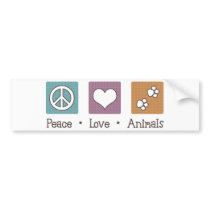 Peace Love Animals (Two Paws) Bumper Stickers