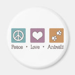 Peace Love Animals (Two Paws) Refrigerator Magnets