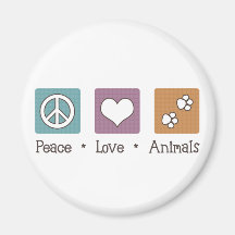 Peace Love Animals (Two Paws) Refrigerator Magnets