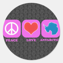 Peace Love Antarctica Round Stickers