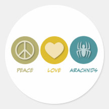 Peace Love Arachnids Round Sticker