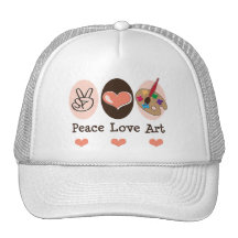 Peace Love Art Artist Hat