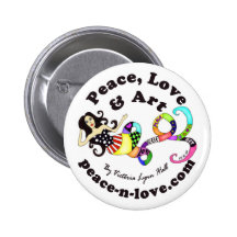 Peace, Love & Art Mermaid Promotional Button