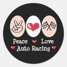 Peace Love Auto Racing Chequered Flag Stickers
