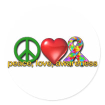 Peace Love Awareness Stickers