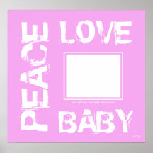 Peace Love Baby  - Add your own hand-print