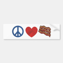 Peace Love Bacon Bumper Sticker