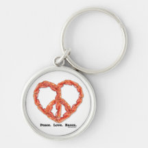 Peace. Love. Bacon. Keychains