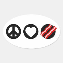 Peace Love Bacon Oval Sticker