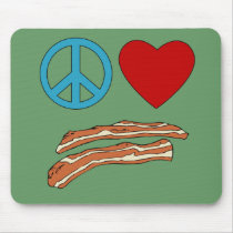 Peace Love Bacon Symbology Tshirt, Mug Mouse Pads
