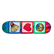 Peace, Love, Badminton Skate Board Deck
