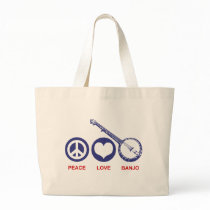 Peace Love Banjo Canvas Bag