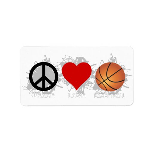 Peace Love Basketball Emblem Address Label