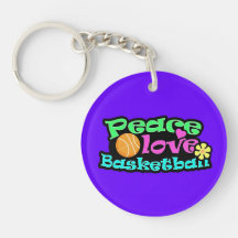 Peace, Love, Basketball; Retro Acrylic Key Chain