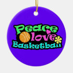 Peace, Love, Basketball; Retro Christmas Ornament