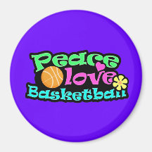 Peace, Love, Basketball; Retro Refrigerator Magnet
