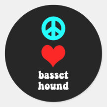 Peace love Basset Hound Round Stickers