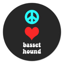 Peace love Basset Hound Round Stickers