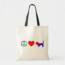 Peace Love Basset Hounds Canvas Bag