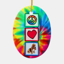 Peace, Love, Basset Hounds Christmas Ornaments