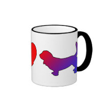 Peace Love Basset Hounds Coffee Mugs