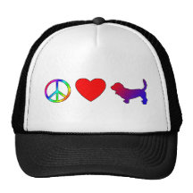 Peace Love Basset Hounds Mesh Hat