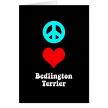 Peace love Bedlington Terrier Greeting Cards