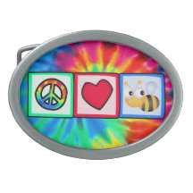 Peace, Love, Bees Oval Belt Buckles